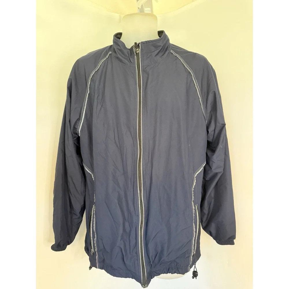 Roundtree & Yorke Sport Mens Jacket Blue Windbreaker‎ Vintage Medium Pockets GUC